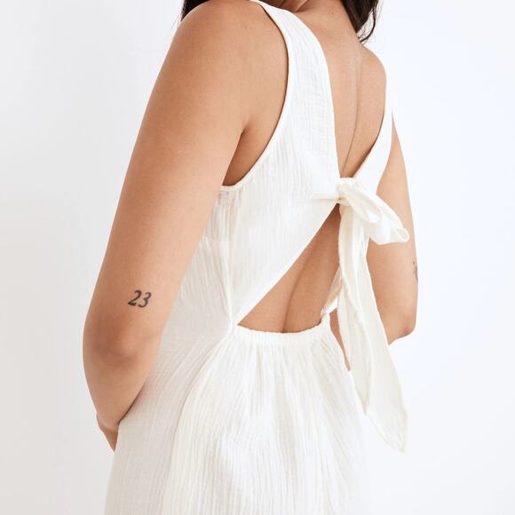 Madewell NWT Lightestspun Tie-Back White Cotton Gauze Cover-Up Jumpsuit Small - Picture 6 of 10